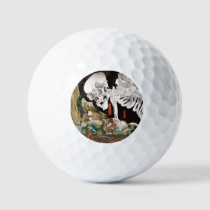 Vintage Ukiyo-e Kuniyoshi Skeleton Spectre Art Golf Balls