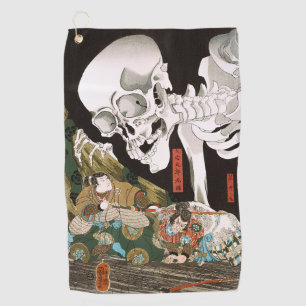 Vintage Ukiyo-e Kuniyoshi Skeleton Spectre Art Golf Towel