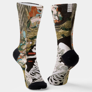 Vintage Ukiyo-e Kuniyoshi Skeleton Spectre Art Socks