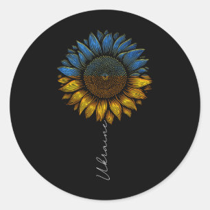 Vintage Ukraine Flag And Sunflower Design Support Classic Round Sticker