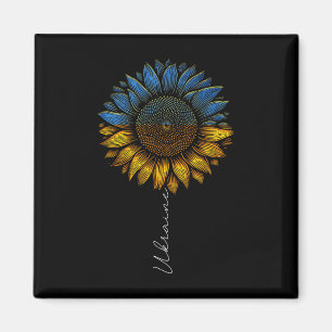 Vintage Ukraine Flag And Sunflower Design Support Magnet