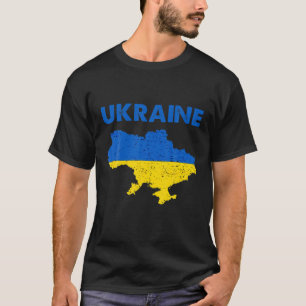 Vintage Ukraine Flag Colour Ukraine Map Patriotic T-Shirt