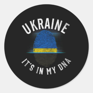 Vintage Ukraine Flag - It Is In My Dna - Ukrainian Classic Round Sticker