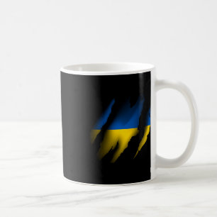Vintage Ukraine Flag With Tiger Scratch Ripped Ukr Coffee Mug