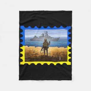 Vintage Ukraine Postage Stamp Flag Pride 6 Fleece Blanket