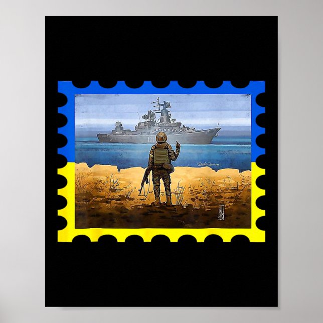 Vintage Ukraine Postage Stamp Flag Pride 6  Poster (Front)