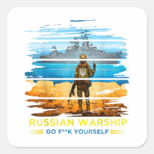 Vintage Ukraine Postage Stamp Flag Pride  Essentia Square Sticker