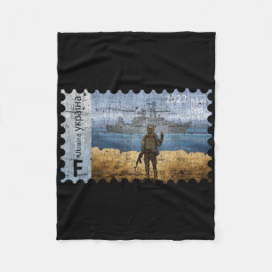 Vintage Ukraine Postage Stamp Flag Pride Mother's Fleece Blanket