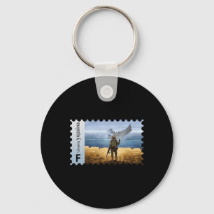 Vintage Ukraine Postage Stamp Flag Pride Mother's Key Ring