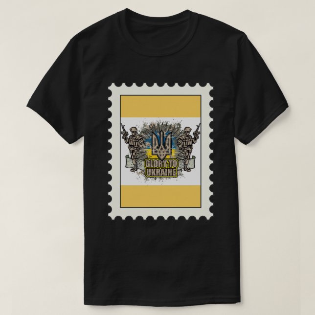 Vintage Ukraine Postage Stamp Flag Pride TShirt (Design Front)