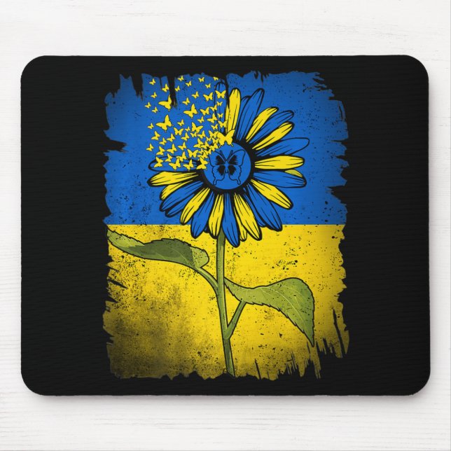 Vintage Ukraine Sunflower Butterfly Ukraine Ukrain Mouse Mat (Front)