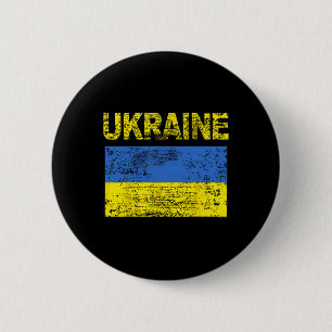 Vintage Ukraine Ukrainian Flag; Distressed 6 Cm Round Badge