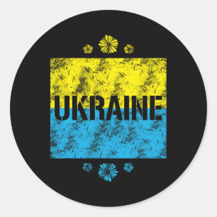 Vintage Ukraine Ukrainian Flag Pride 10 Classic Round Sticker