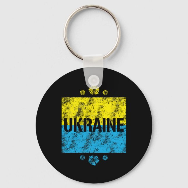 Vintage Ukraine Ukrainian Flag Pride 10  Key Ring (Front)