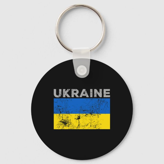 Vintage Ukraine Ukrainian Flag Pride 11  Key Ring (Front)