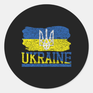 Vintage Ukraine Ukrainian Flag Pride 6 Classic Round Sticker