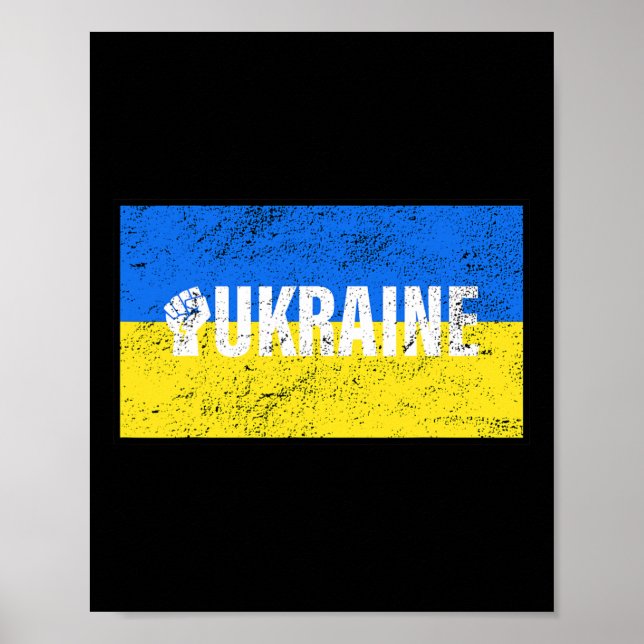 Vintage Ukraine Ukrainian Flag Pride 8  Poster (Front)