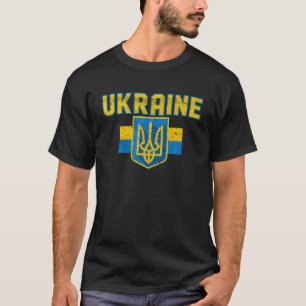 Vintage Ukraine Ukrainian Flag Pride Support Ukrai T-Shirt