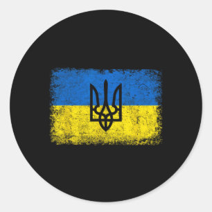 Vintage Ukraine Ukrainian Flag Ukraine Army Triden Classic Round Sticker