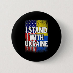Vintage Ukrainian American Flag Ukraine Patriotic  6 Cm Round Badge