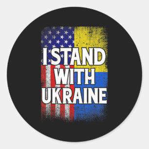 Vintage Ukrainian American Flag Ukraine Patriotic  Classic Round Sticker
