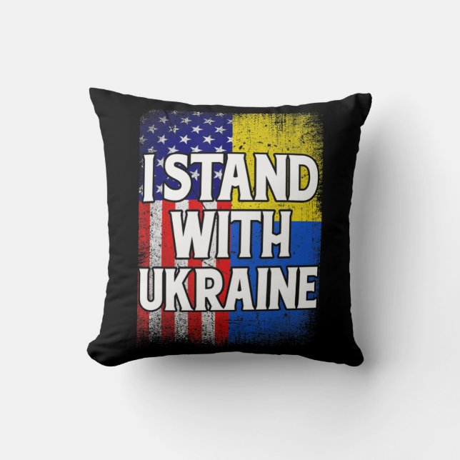 Vintage Ukrainian American Flag Ukraine Patriotic  Cushion (Front)