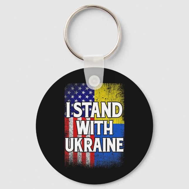 Vintage Ukrainian American Flag Ukraine Patriotic  Key Ring (Front)