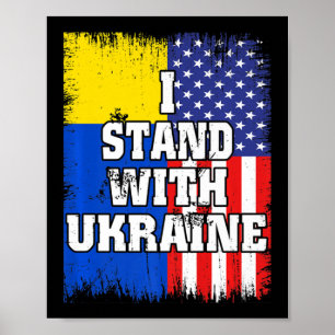 Vintage Ukrainian American Flag Ukraine Patriotic  Poster