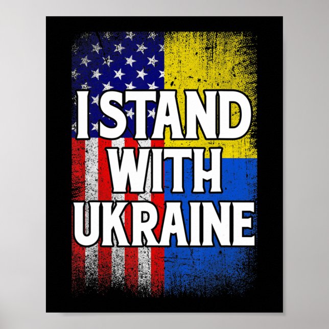 Vintage Ukrainian American Flag Ukraine Patriotic  Poster (Front)