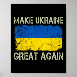 Vintage Ukrainian Flag Make Ukraine Great Again Poster
