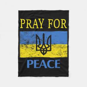 Vintage Ukrainian Flag Pray For Peace Pray For Ukr Fleece Blanket