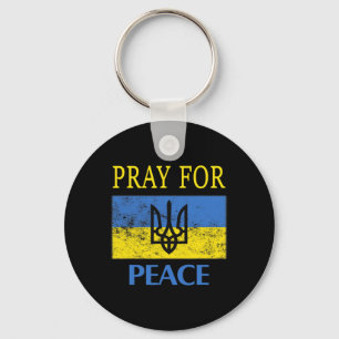 Vintage Ukrainian Flag Pray For Peace Pray For Ukr Key Ring