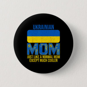 Vintage Ukrainian Mom Ukraine Flag Design Mother's 6 Cm Round Badge