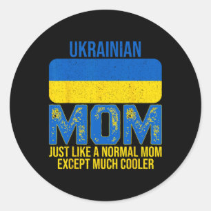 Vintage Ukrainian Mom Ukraine Flag Design Mother's Classic Round Sticker