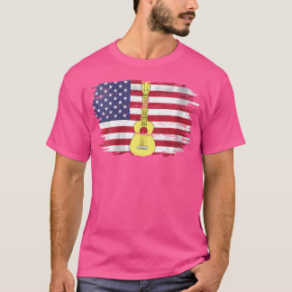 Vintage Ukulele With American Flag - For Orchestra T-Shirt