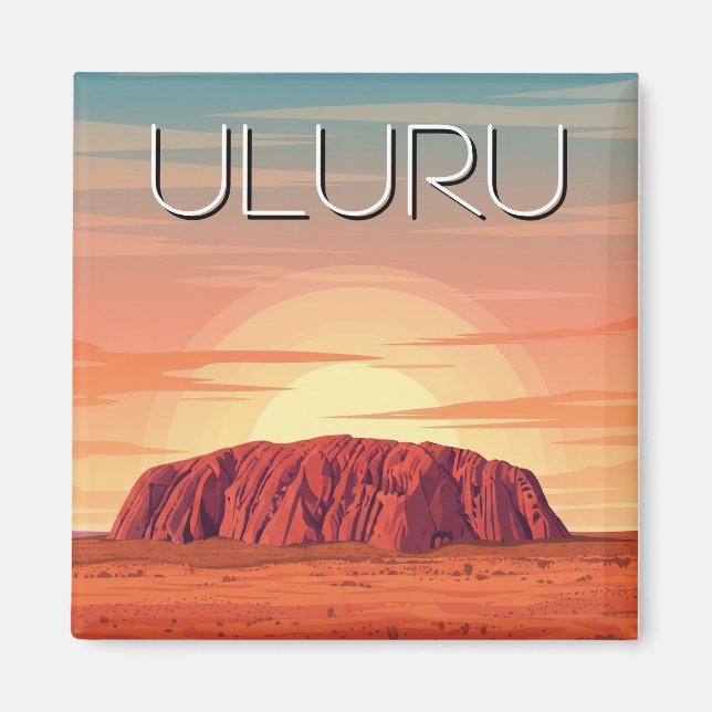 Vintage Uluru Australia Sunset Magnet (Front)