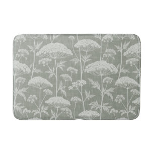 Vintage Umbel Botanical Sage Green Pattern Bath Mat