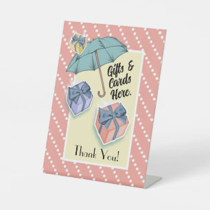 Vintage Umbrella Bridal Shower Table Top Sign