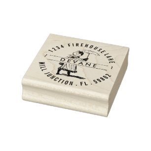 Vintage Umbrella Girl Return Address Stamp