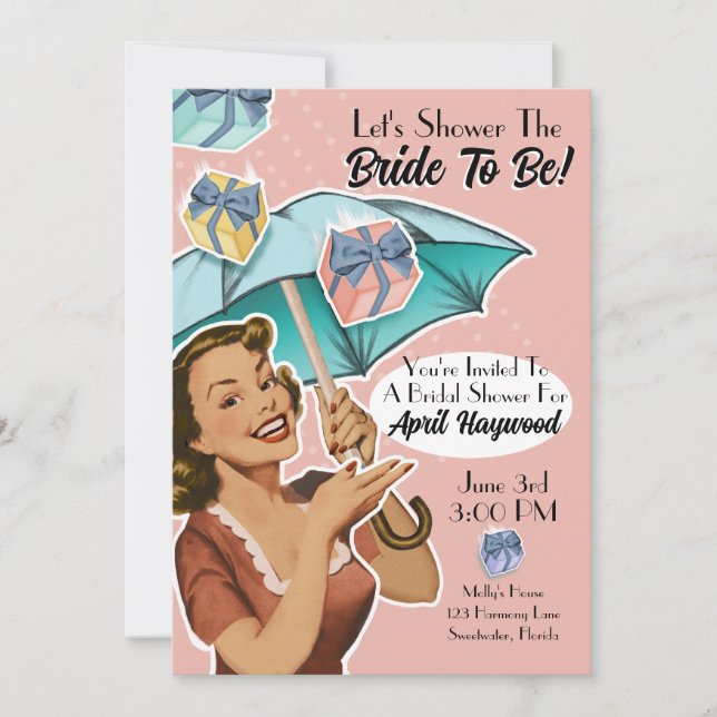 Vintage Umbrella Style Shower Party Invitations (Front)