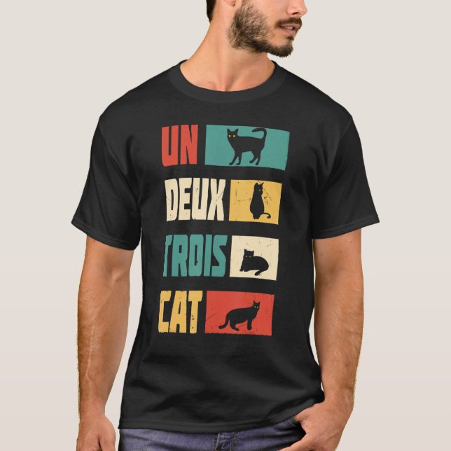 Vintage Un Deux Trois Cat T-Shirt (Front)