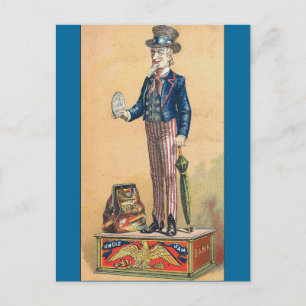 Vintage Uncle Sam Coin Bank Postcard