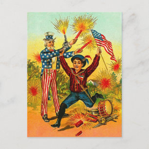 Vintage Uncle Sam Fireworks Postcard