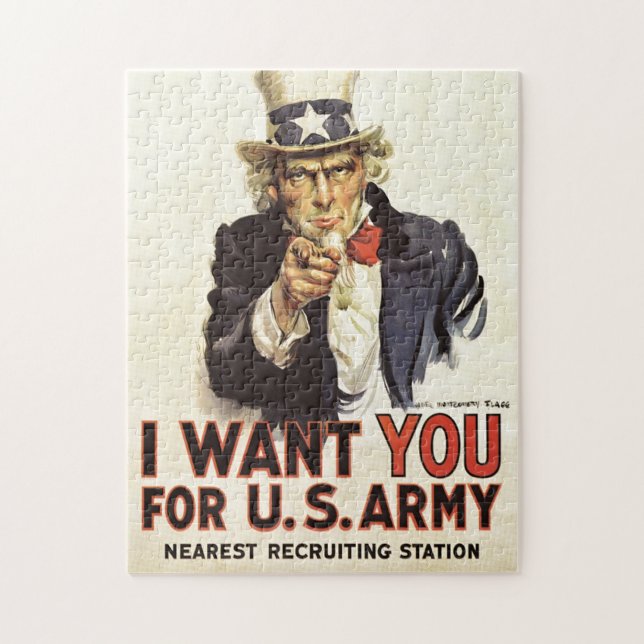 Vintage Uncle Sam I Want You WWI Propaganda USA Jigsaw Puzzle (Vertical)