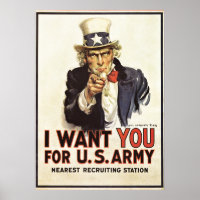 Vintage Uncle Sam I Want You WWI Propaganda USA