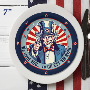 Vintage Uncle Sam Military Going Away Party 7"  Paper Plate