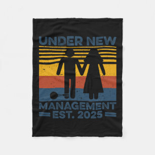 Vintage Under New Management Est 2025 Wedding Groo Fleece Blanket