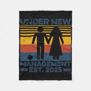 Vintage Under New Management Est 2025 Wedding Groo Fleece Blanket
