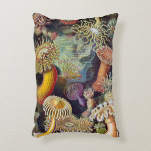 Vintage Underwater Sea Anemones by Ernst Haeckel Decorative Cushion