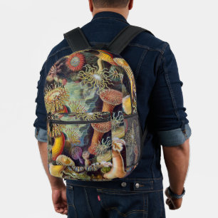 Vintage Underwater Sea Anemones by Ernst Haeckel Printed Backpack